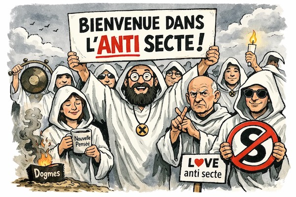 Une image de bande dessin&eacute;e - Bienvenue dans antisecte