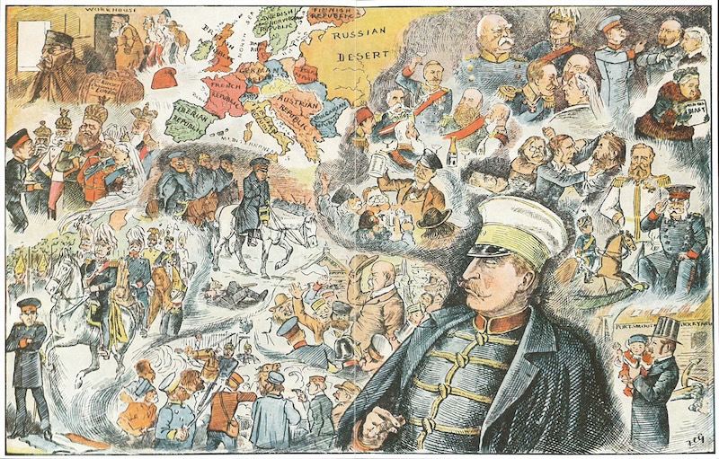 "Le r&ecirc;ve du Kaiser" - Une carte pr&eacute;sentant l'&eacute;volution &agrave; venir de l'Europe publi&eacute;e dans "The Thruth" (1890)